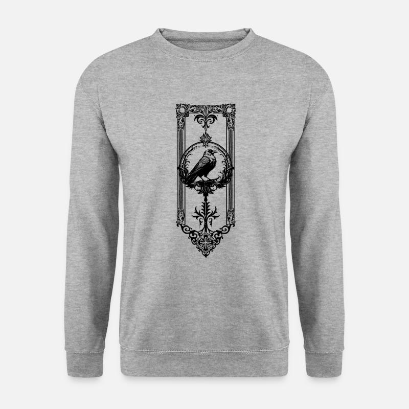 Mittelalterliches Rabenbanner - Unisex Pullover - Weißgrau meliert