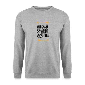 Sprüche Ich kann so nicht arbeiten - Unisex Pullover - Weißgrau meliert - Vorne - Alina (178cm) & Michal (187cm)