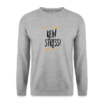 Sprüche Kein Stress - Unisex Pullover - Weißgrau meliert - Vorne - Alina (178cm) & Michal (187cm)