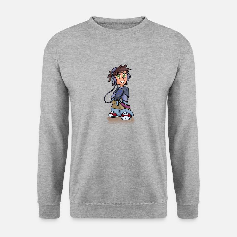 Manga Skater Boy - Unisex Pullover - Weißgrau meliert