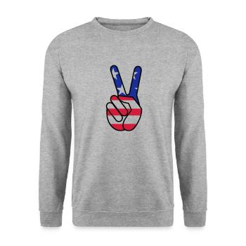 USA Victory - Unisex Sweatshirt - salt & pepper - Front - Alina (178cm) & Michal (187cm)