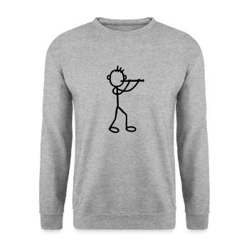 Flöter - Bläser - Unisex Pullover - Weißgrau meliert - Vorne - Alina (178cm) & Michal (187cm)
