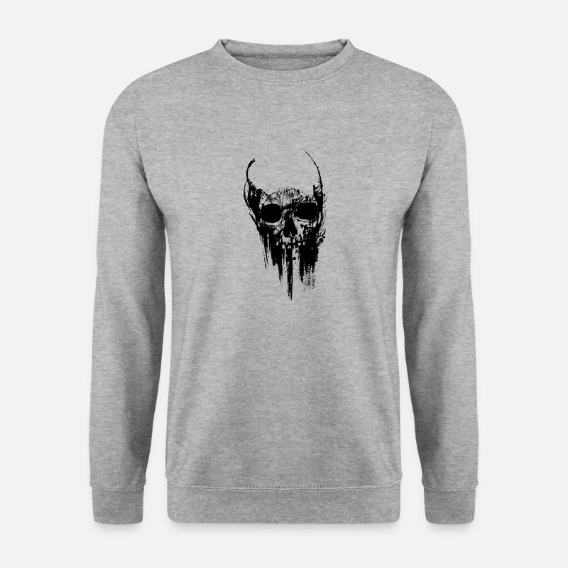 Totenkopf - Unisex Pullover - Weißgrau meliert