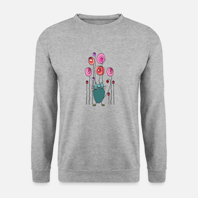 Katze - Unisex Pullover - Weißgrau meliert