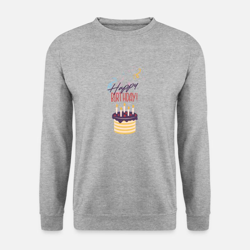 happy birthday - Unisex Pullover - Weißgrau meliert