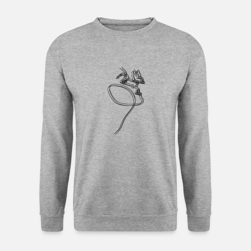 Lineart-Gesicht - Unisex Pullover - Weißgrau meliert