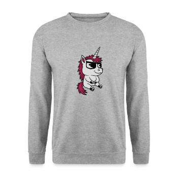 Cool Sunglasses Unicorn Comic - Unisex Sweatshirt - salt & pepper - Front - Alina (178cm) & Michal (187cm)