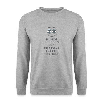 Kaffee trinken - Unisex Pullover - Weißgrau meliert - Vorne - Alina (178cm) & Michal (187cm)