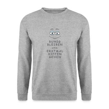 Kiffen gehen - Unisex Pullover - Weißgrau meliert - Vorne - Alina (178cm) & Michal (187cm)