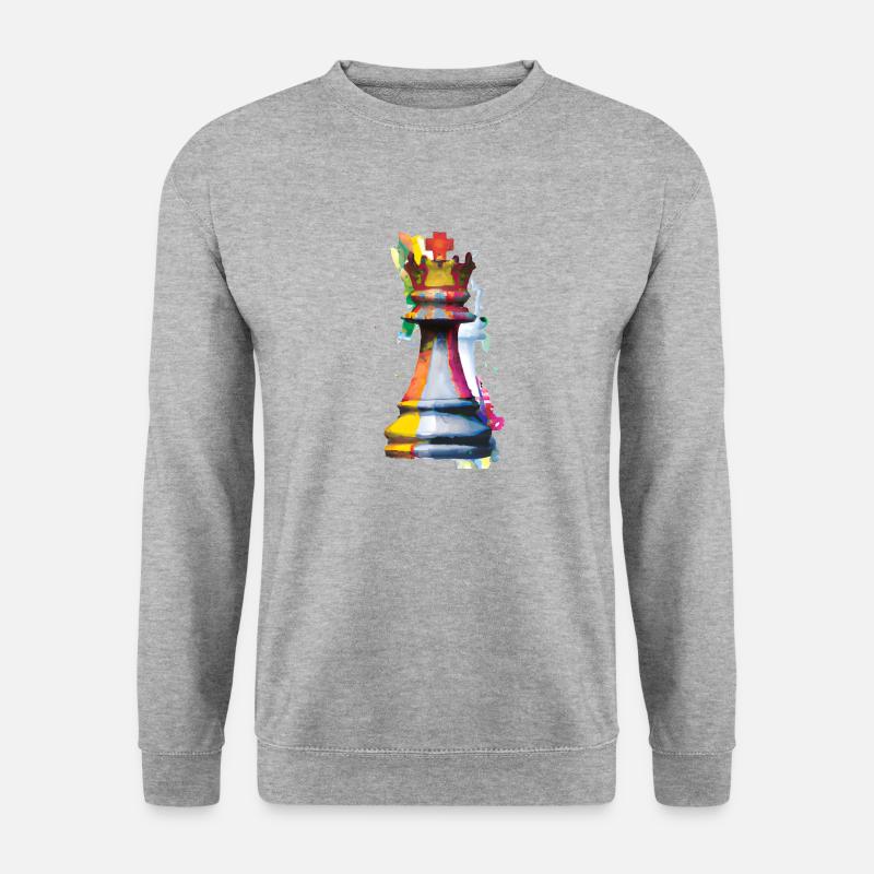Kunst Schachfigur König - Unisex Pullover - Weißgrau meliert