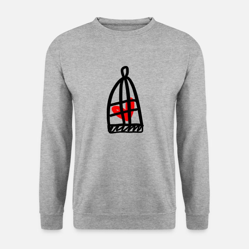 Herz im Käfig - Unisex Pullover - Weißgrau meliert