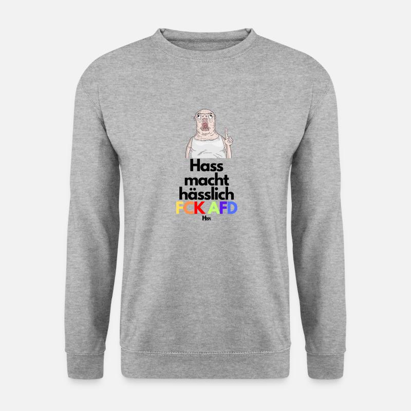 HASS macht HÄSSLICH - Unisex Pullover - Weißgrau meliert