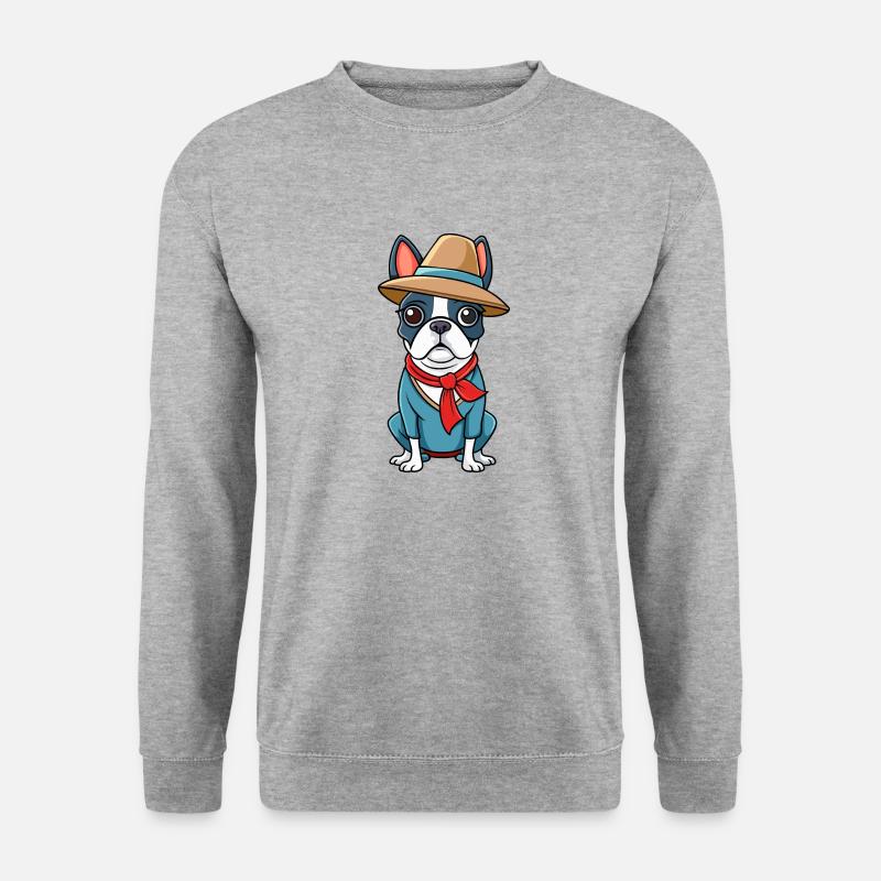 Boston Terrier Fotoshooting - Unisex Pullover - Weißgrau meliert