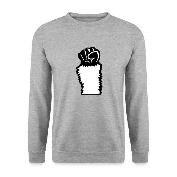 Lama Faust hochstrecken Haarig Affe Rebellion Hand - Unisex Pullover - Weißgrau meliert - Vorne - Alina (178cm) & Michal (187cm)