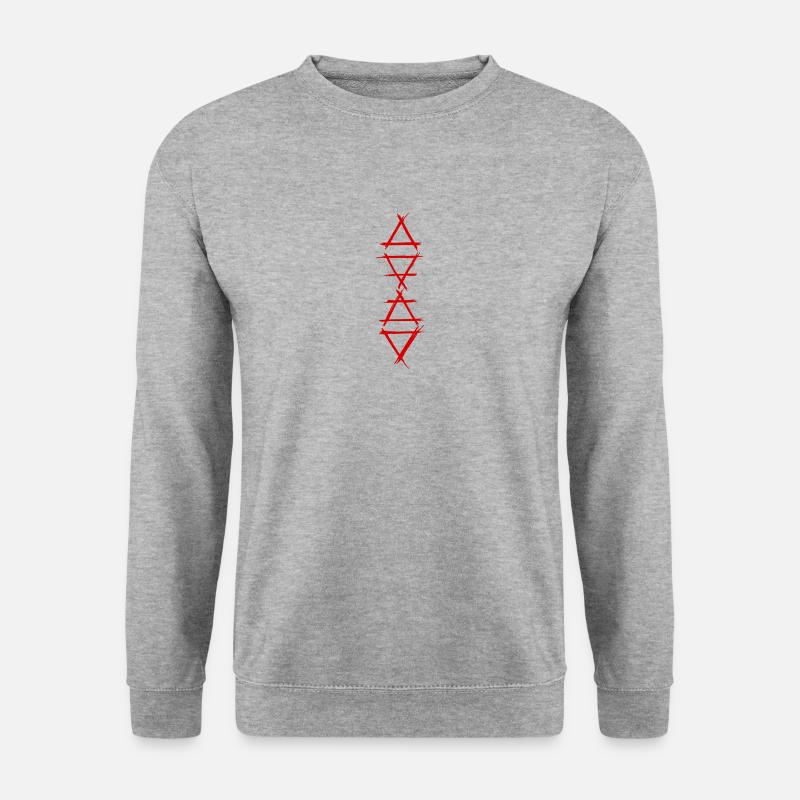Element Symbol 4 Elemente Rot - Unisex Pullover - Weißgrau meliert