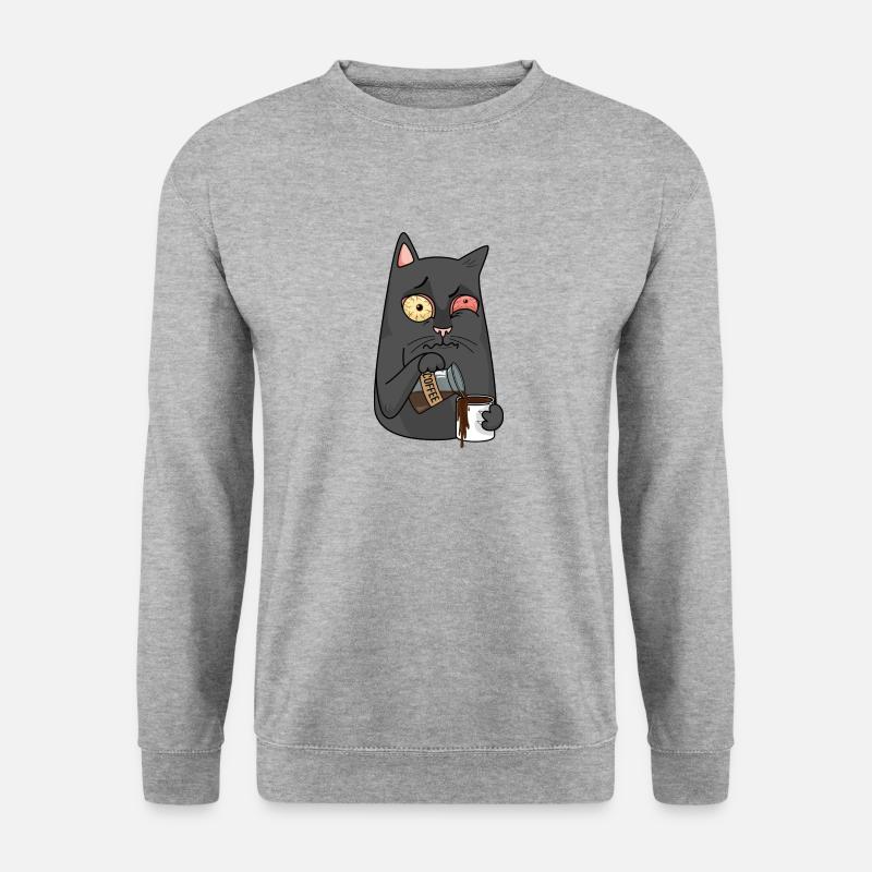 KOFFEIN KATZEN - Unisex Pullover - Weißgrau meliert