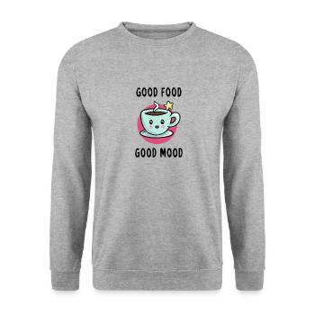 Good food good mood bonne nourriture bonne humeur - Sweat-shirt Unisexe - gris chiné - Devant - Alina (178cm) & Michal (187cm)