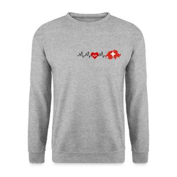 I love Switzerland, ECG, I love Switzerland - Unisex Sweatshirt - salt & pepper - Front - Alina (178cm) & Michal (187cm)