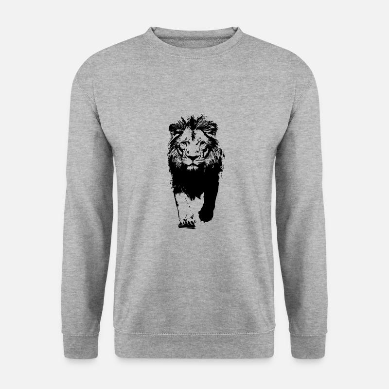 Löwe Wildnis - Unisex Pullover - Weißgrau meliert