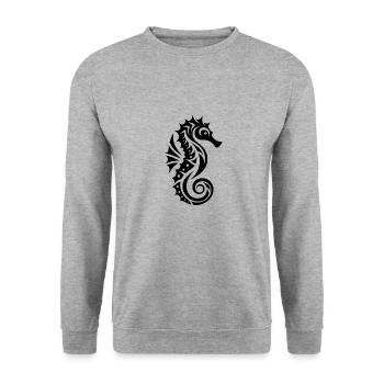 Schwimmtraining Wasser Seepferdchen - Unisex Pullover - Weißgrau meliert - Vorne - Alina (178cm) & Michal (187cm)
