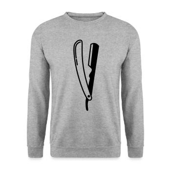 Shave Barber logo icon - Unisex Sweatshirt - salt & pepper - Front - Alina (178cm) & Michal (187cm)