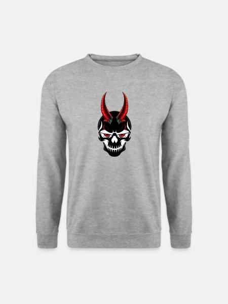Dämonischer Schädel - Unisex Pullover - Weißgrau meliert