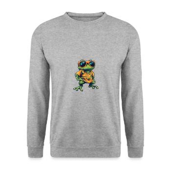 Frog Comic Holiday - Unisex Sweatshirt - salt & pepper - Front - Alina (178cm) & Michal (187cm)