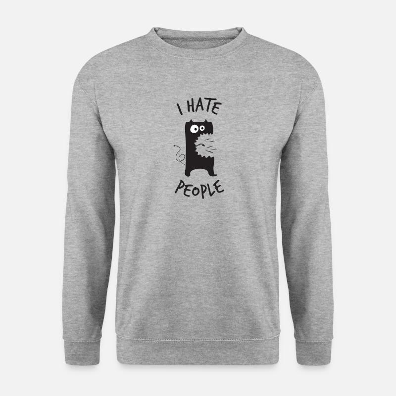 I hate people - Unisex Pullover - Weißgrau meliert