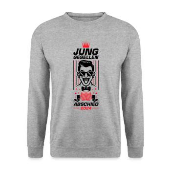 Junggesellen Abschied 2024 - Unisex Pullover - Weißgrau meliert - Vorne - Alina (178cm) & Michal (187cm)