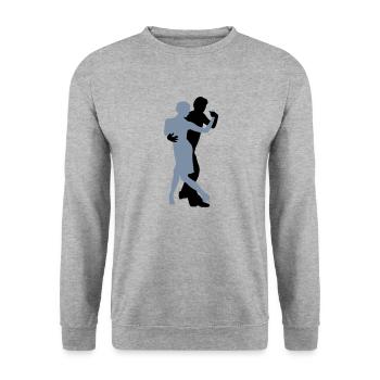 tango1 - Sweat-shirt Unisexe - gris chiné - Devant - Alina (178cm) & Michal (187cm)