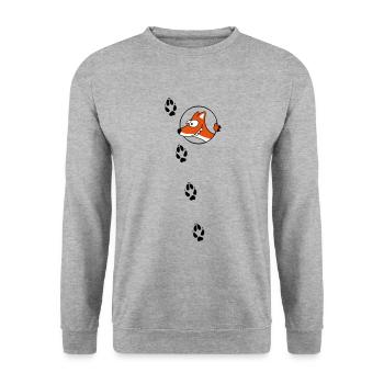 Fuchs Spuren - Unisex Pullover - Weißgrau meliert - Vorne - Alina (178cm) & Michal (187cm)