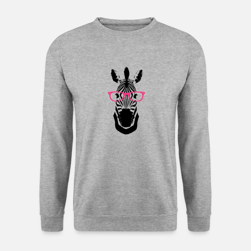 Zebra Brille Nerd - Unisex Pullover - Weißgrau meliert