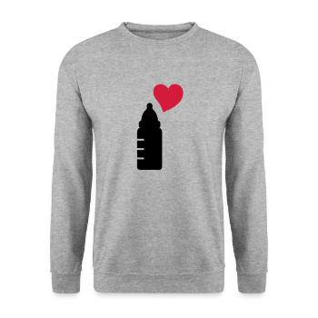babyflasche_love_2__f2 - Unisex Pullover - Weißgrau meliert - Vorne - Alina (178cm) & Michal (187cm)