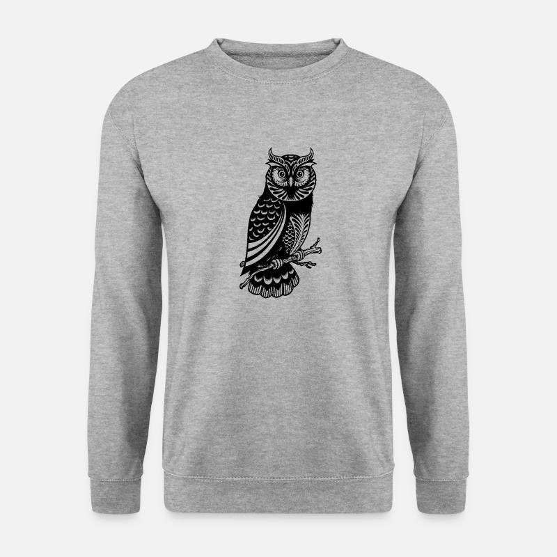 eule - Unisex Pullover - Weißgrau meliert