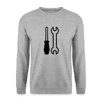 Werkzeug - Unisex Pullover - Weißgrau meliert - Vorne - Alina (178cm) & Michal (187cm)