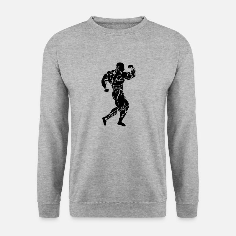 Bodybuilding - Unisex Pullover - Weißgrau meliert