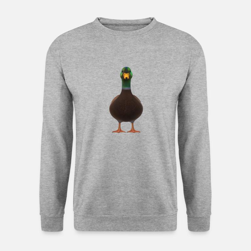 Ente Vorderansicht - Unisex Pullover - Weißgrau meliert