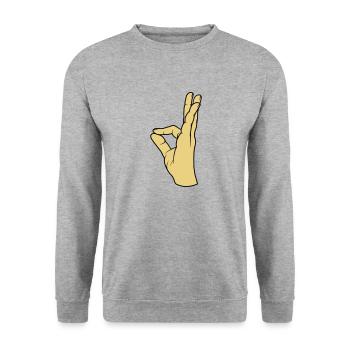 Perfect very tasty hand gesture - Unisex Sweatshirt - salt & pepper - Front - Alina (178cm) & Michal (187cm)