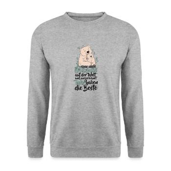 So viele Mamas auf der Welt Muttertag Geschenk - Unisex Pullover - Weißgrau meliert - Vorne - Alina (178cm) & Michal (187cm)
