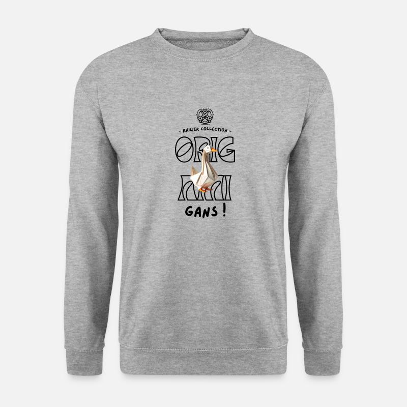 Origami Gans - Unisex Pullover - Weißgrau meliert