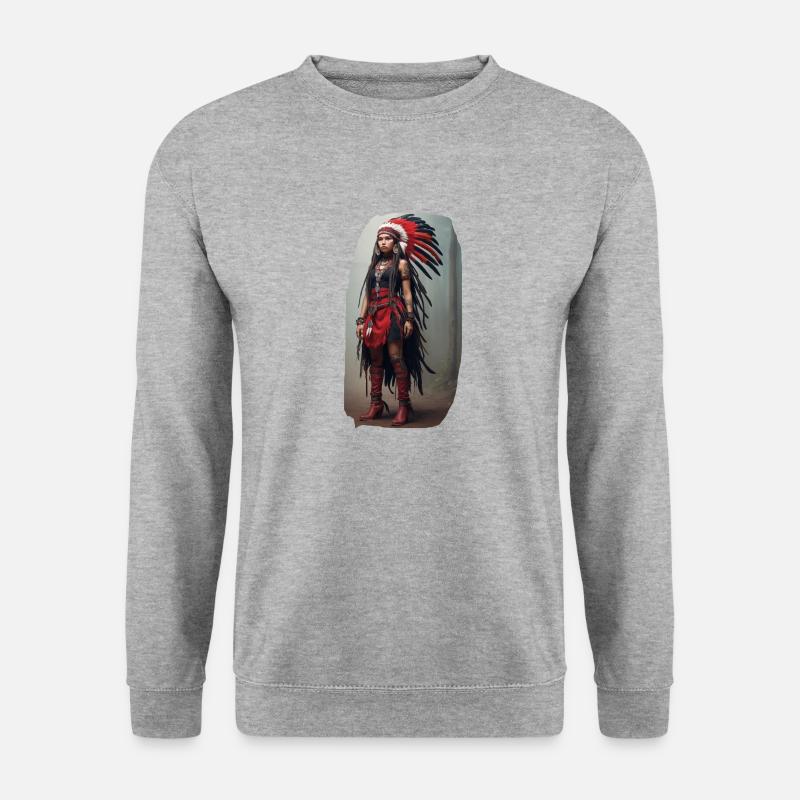 Indianer Mädchen - Unisex Pullover - Weißgrau meliert