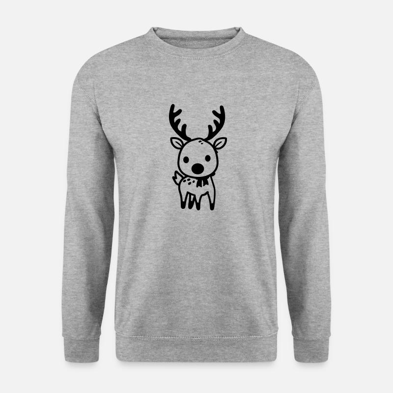 Hirsch - Unisex Pullover - Weißgrau meliert