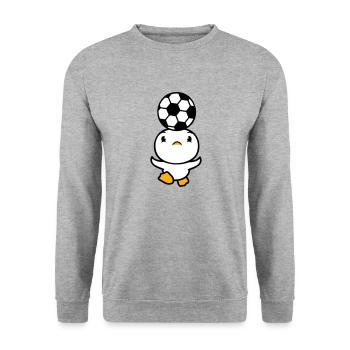 Duck Playing Soccer Header Ball Balancing Head - Unisex Sweatshirt - salt & pepper - Front - Alina (178cm) & Michal (187cm)