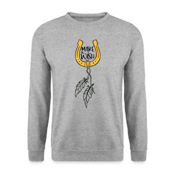 SOUHAIT SABOTS CHEVAL RÊVES CHEVAUX MOTIF DE SOUHAIT - Sweat-shirt Unisexe - gris chiné - Devant - Alina (178cm) & Michal (187cm)