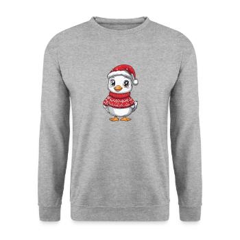 Gans Weihnachten Comic - Unisex Pullover - Weißgrau meliert - Vorne - Alina (178cm) & Michal (187cm)