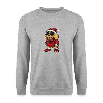 Golden Retriever Hund Weihnachten Comic Cool - Unisex Pullover - Weißgrau meliert - Vorne - Alina (178cm) & Michal (187cm)