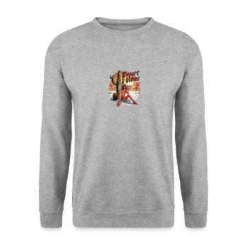 Sonnenuntergang Desert Vibes Urlaub Abenteuer - Unisex Pullover - Weißgrau meliert - Vorne - Alina (178cm) & Michal (187cm)