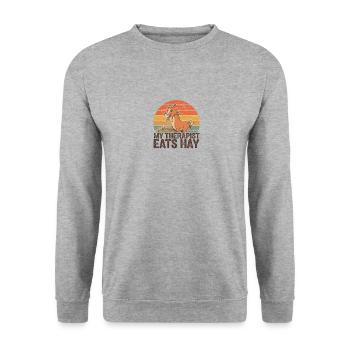 My Therapist Eats Hay - Unisex Pullover - Weißgrau meliert - Vorne - Alina (178cm) & Michal (187cm)