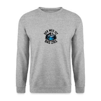 Der Weg ist das Ziel für eine Wanderer - Unisex Pullover - Weißgrau meliert - Vorne - Alina (178cm) & Michal (187cm)