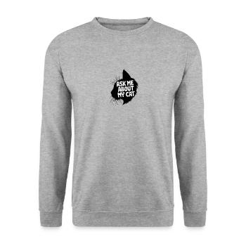 Posez-moi des questions sur mon plaisir d’amoureux des chats de chat - Sweat-shirt Unisexe - gris chiné - Devant - Alina (178cm) & Michal (187cm)